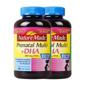 2瓶装|Nature Made 莱萃美 美国 孕妇产前维生素+DHA含叶酸胶囊 165粒/瓶