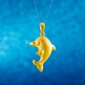 足金999首饰3D硬金海豚鱼吊坠节日创意礼物送女友 约2.70g
