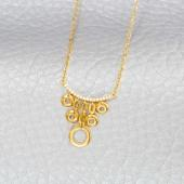 18K金镶锆石 金色圆圈元素时尚个性女士项链41.5cm无延长链 约2.46g