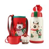 【一般贸易】BEDDYBEAR 杯具熊 儿童保温杯水壶带吸管两用宝宝学生杯子 圣诞款 630ML