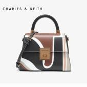 CHARLES&KEITH 女士综合色锁扣饰压纹小号手提包CK2-50781127M